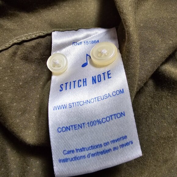 Stitch Note Green Short Sleeve Button Up with White Polka Dots Size L - Picture 4 of 6